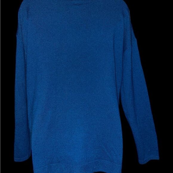 Talbots Vibrant Blue Knit Top 30% Lambswool Small - Picture 3 of 5
